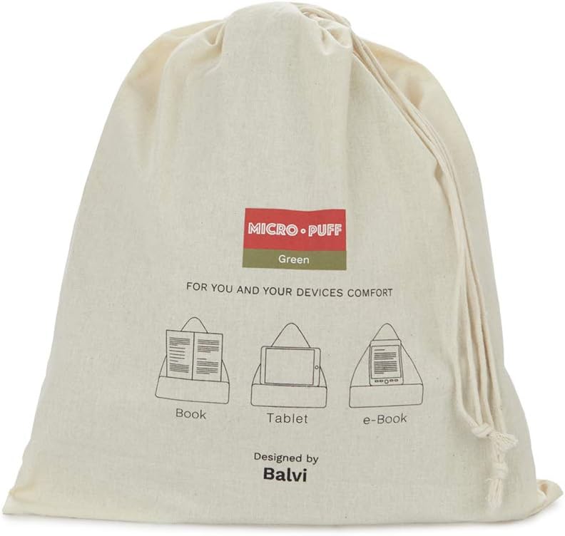 balvi Micro Puff Grün Farbe Kissen Tablette, Smartphone, E-Bücher Desenfundable Baumwolltasche Polye