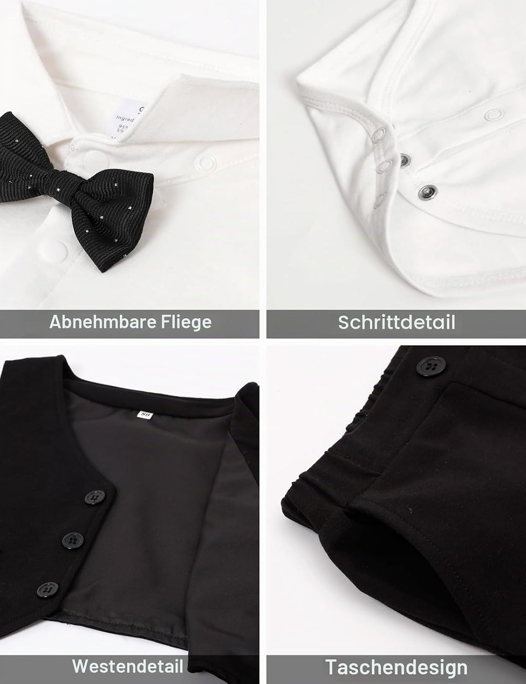 mintgreen Baby Anzug Junge, 3 Stück Formelles Outfit Taufanzug Gentleman Smoking Shirt & Weste + Hos