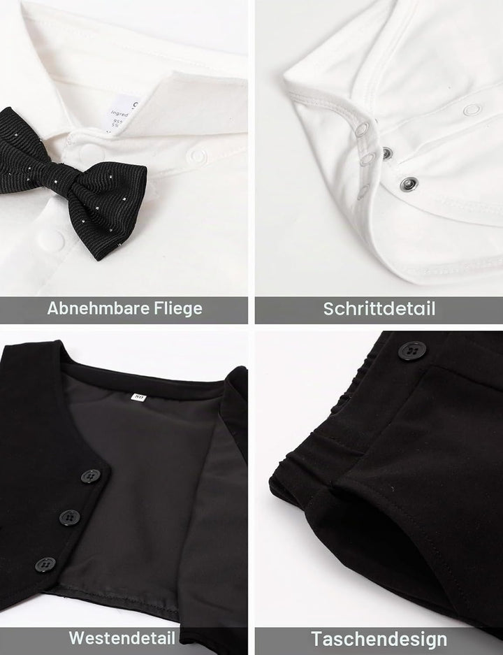 mintgreen Baby Anzug Junge, 3 Stück Formelles Outfit Taufanzug Gentleman Smoking Shirt & Weste + Hos