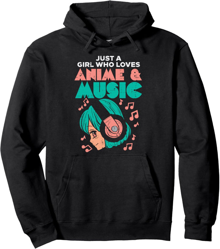 Girl Who Loves Anime And Music Japanese Manga Waifu Women Pullover Hoodie