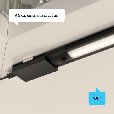 ledscom.de Smarte LED Unterbau-Leuchte SIRIS schwarz matt mit WLAN-Controller flach, Smart-Home, Ale
