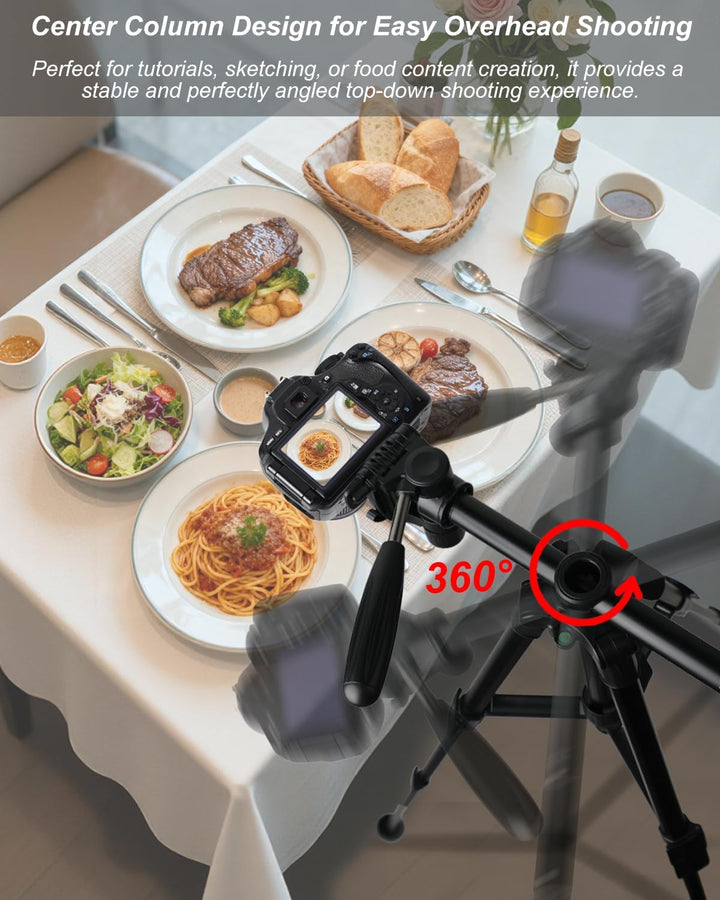 CAMBOFOTO Stativ Kamera mit Mittelsäule 167 cm für Kamera &amp; Handy | 3 kg Tragkraft, Schnellwechselpl