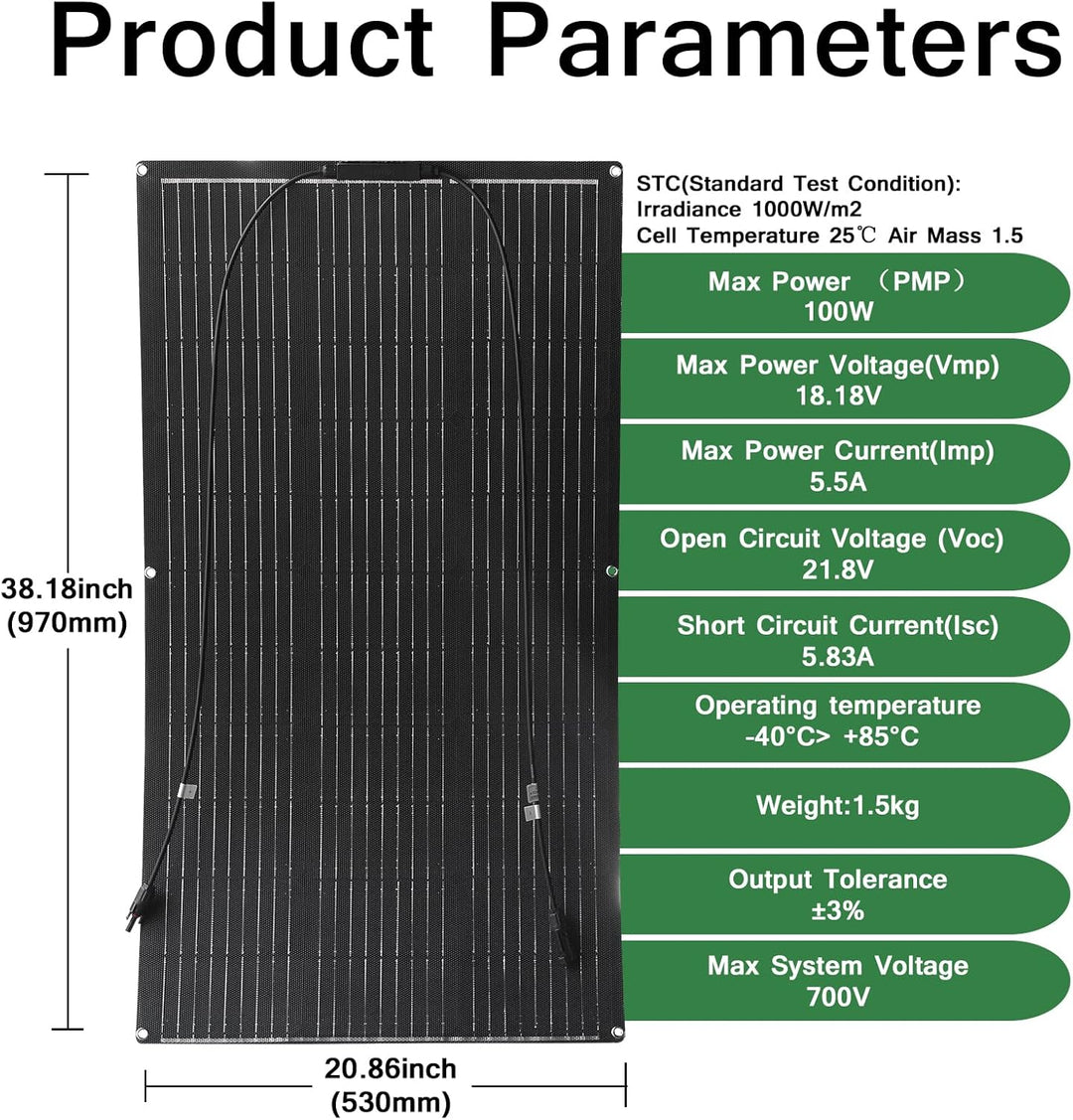 200w Solar Module Flexible Kit 2x100w 12v Solar Panel Monocrystalline for Off Grid Yacht RV Car Boat