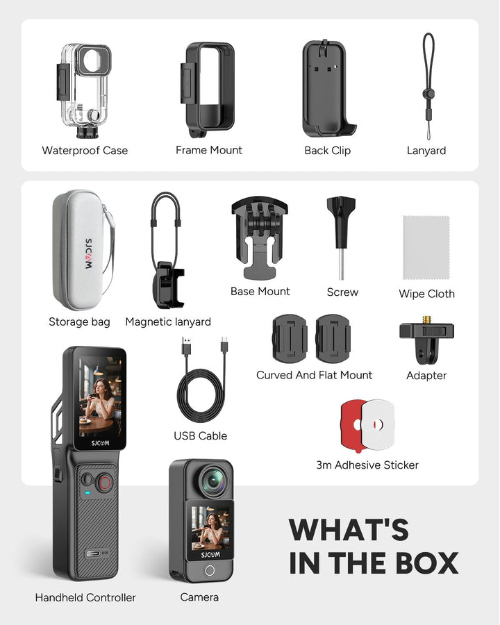 SJCAM C400 4K Action Cam Weiss 128GB,Vlogging-Kamera mit Dual-Touchscreen,7h Akku, 6-Achsen Bildstab