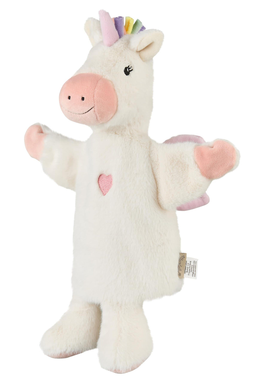 Sterntaler Handpuppe Einhorn aus weichem Flausch, Kinder- und Babyspielzeug, samtige Details, süsse