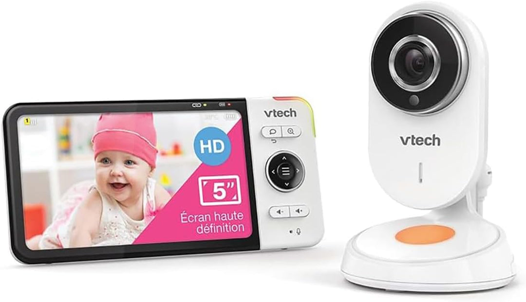 VTech - BM818 – Video-Babyphone Wide View HD – Display 5 Zoll (12,7 cm) Ultra Flach HD – Nachtlicht