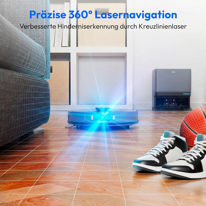 MEDION Saugroboter mit 3-in-1 Absaugstation, Lasernavigation und Wischfunktion X55 SW+ Pro (Starke 1