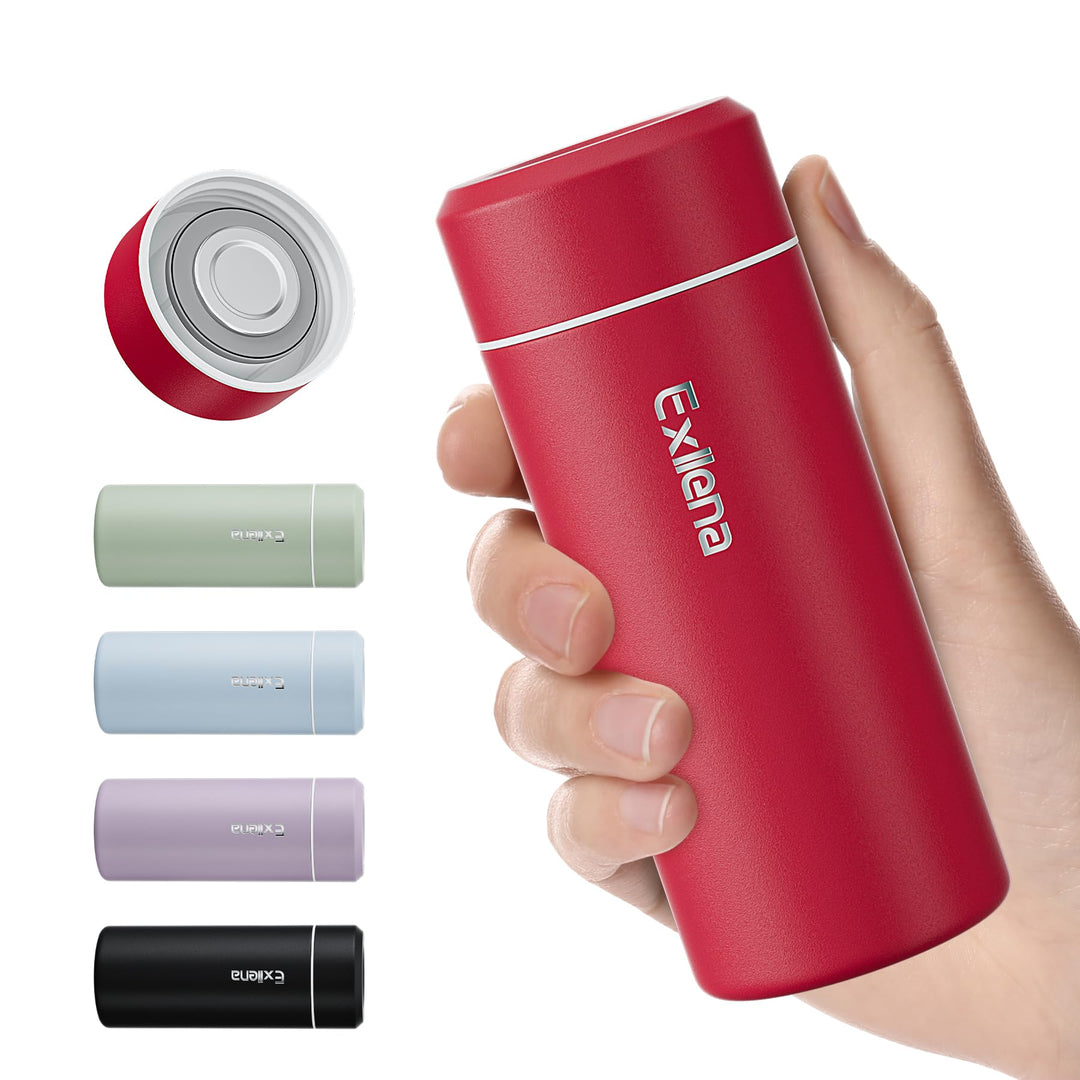 【Upgrade-Version】Exllena Mini Thermosflasche 250ml mit Edelstahl-Deckel, Trinkflasche Klein Doppelwa