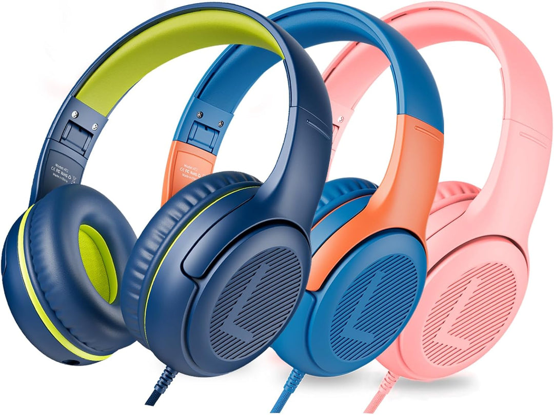 awatrue Kinder Kopfhörer[3 Pack], Kabel Kinderkopfhörer mit Mikrofon, Kopfhörer Kinder für Schule/Re