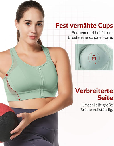 Yvette Starker Halt Sport BH Grosse Brüste mit Vorderverschluss Mesh Ringerrücken Ohne Bügel für Fit