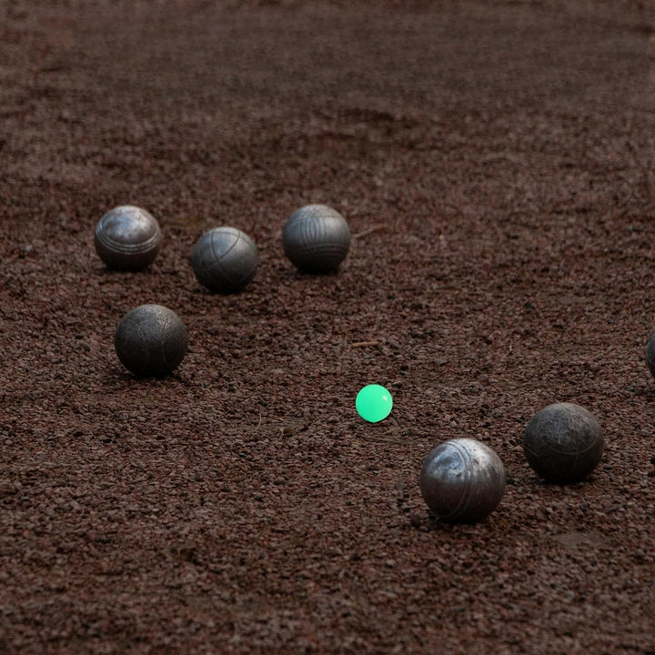 Magnetic Petanque Ball Pickup Set mit 3 Holz Boule Cochonnets Messlatte und Holzkasten,Blue Magnet A