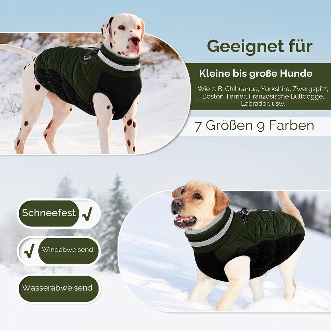 AOFITEE Extra Grosser Hundemantel, Warme Wasserdichter &amp; Winddichter Hundejacke mit Bauchschutz, Rol