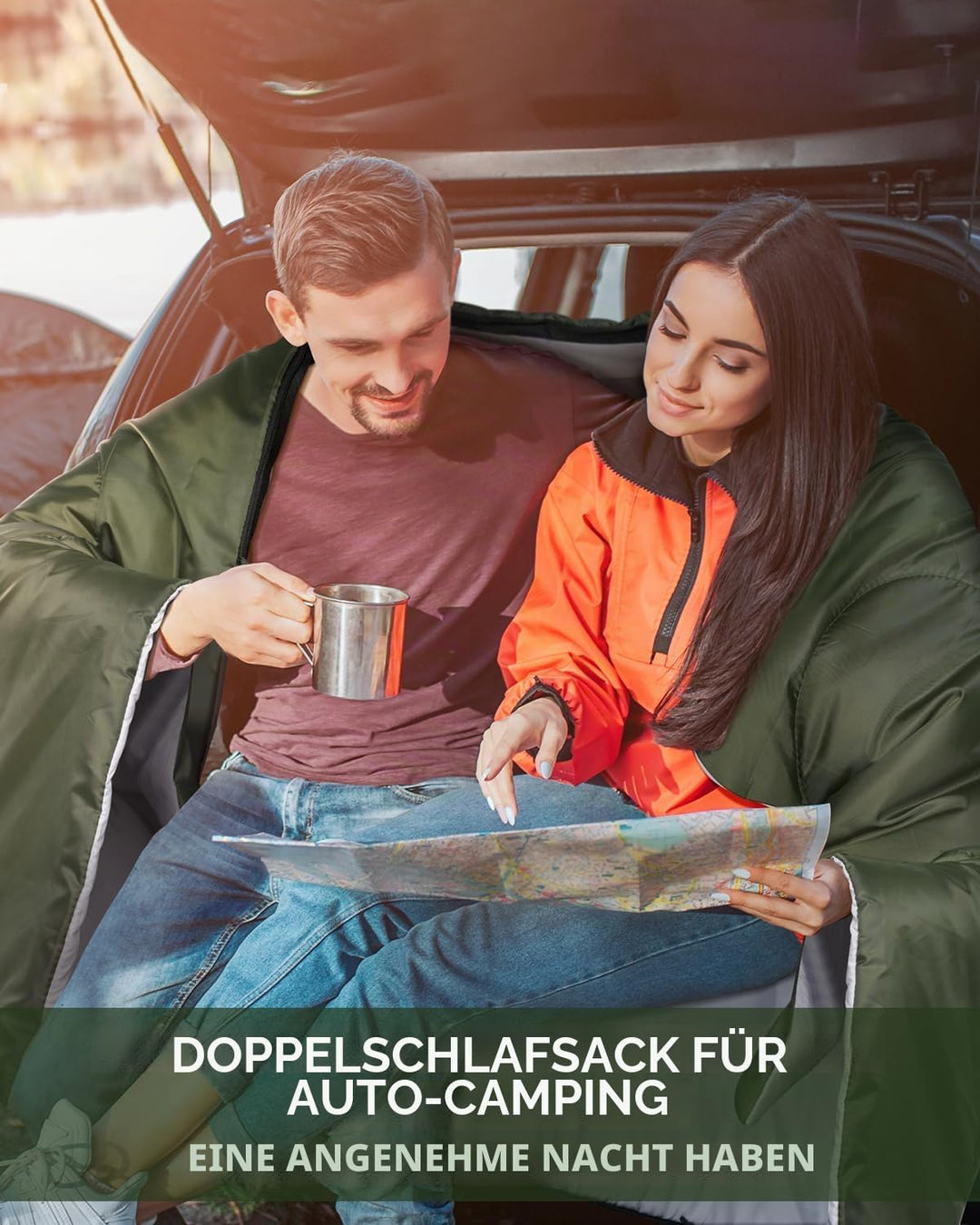 Schlafsack Outdoor Sommer: Ohuhu Doppelschlafsack mit 2 Kissen und Tragetasche, Wasserdicht Leicht 2