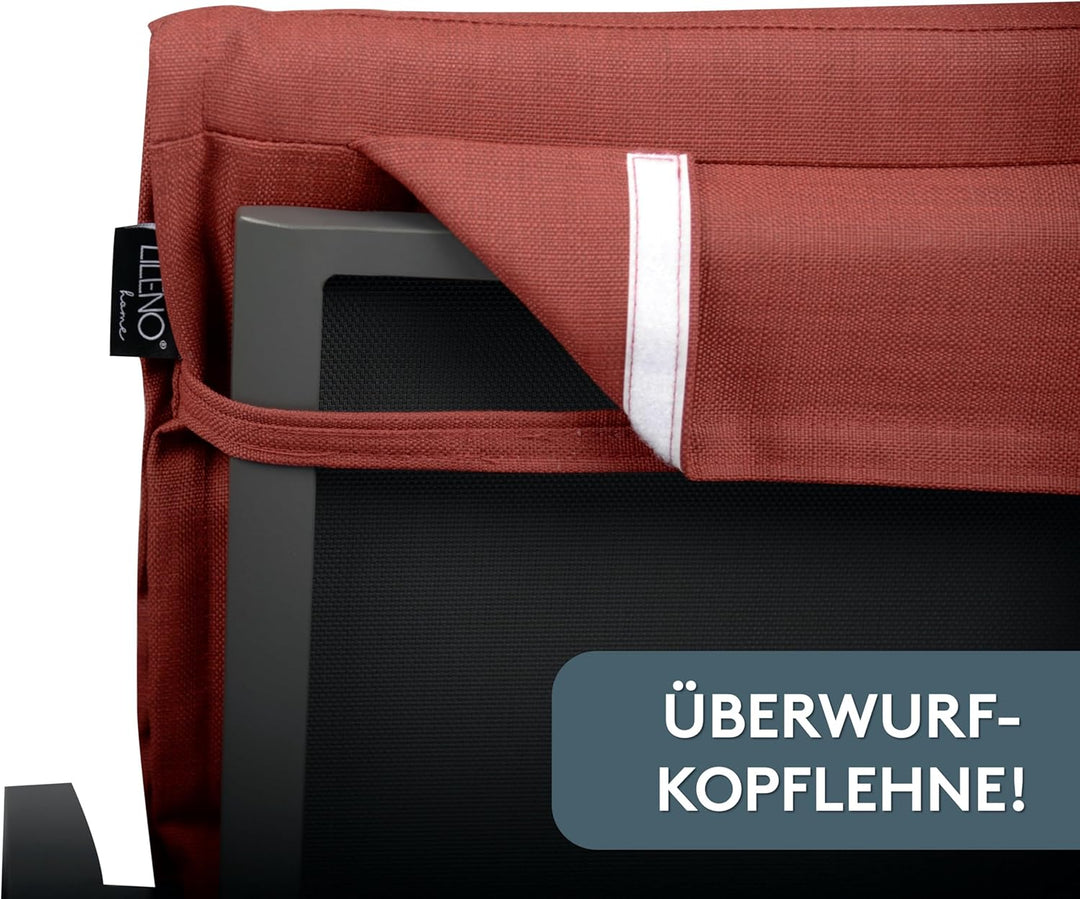 LILENO HOME Gartenstuhl Auflagen als [2er Set - Niedriglehner] in Rot - Bequeme Liegen als Sitzaufla