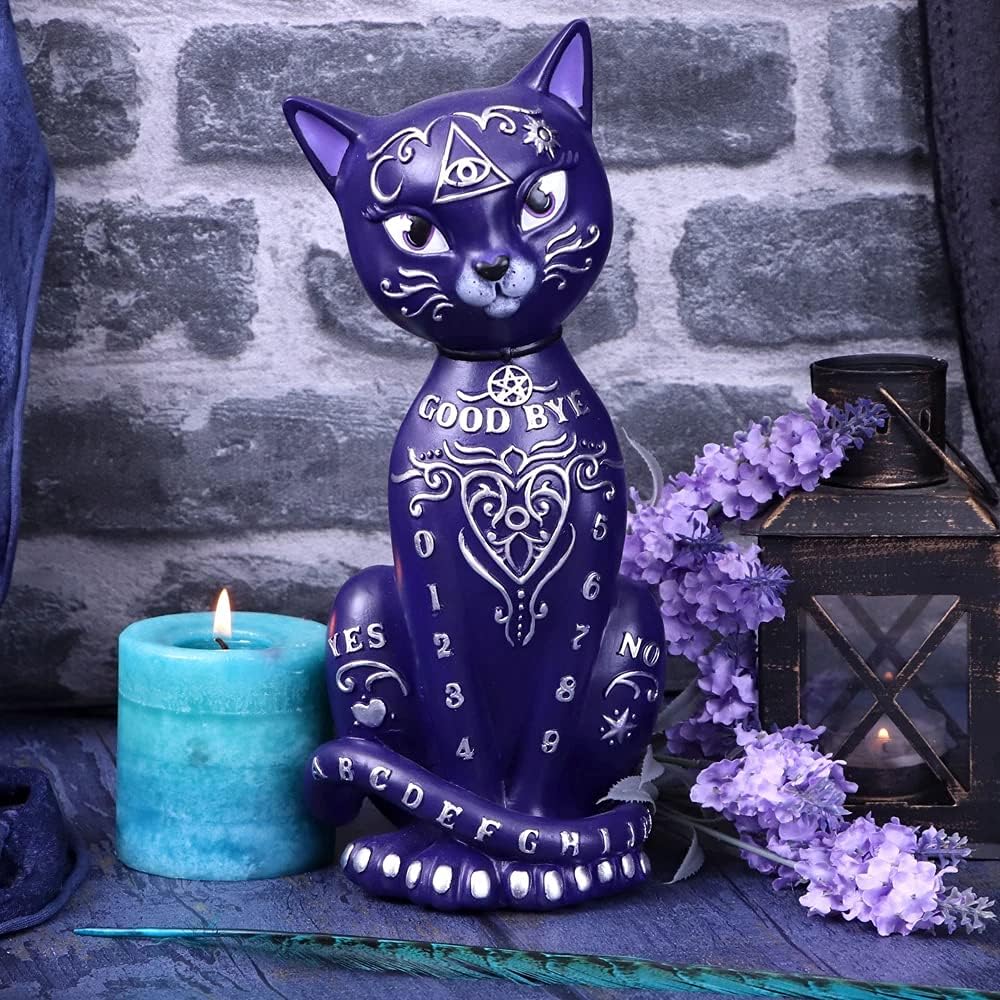 Nemesis Now Lila Mystic Kitty Ouija Katzenfigur 26 cm Figur, Harz, violett 26 cm Violett, 26 cm Viol