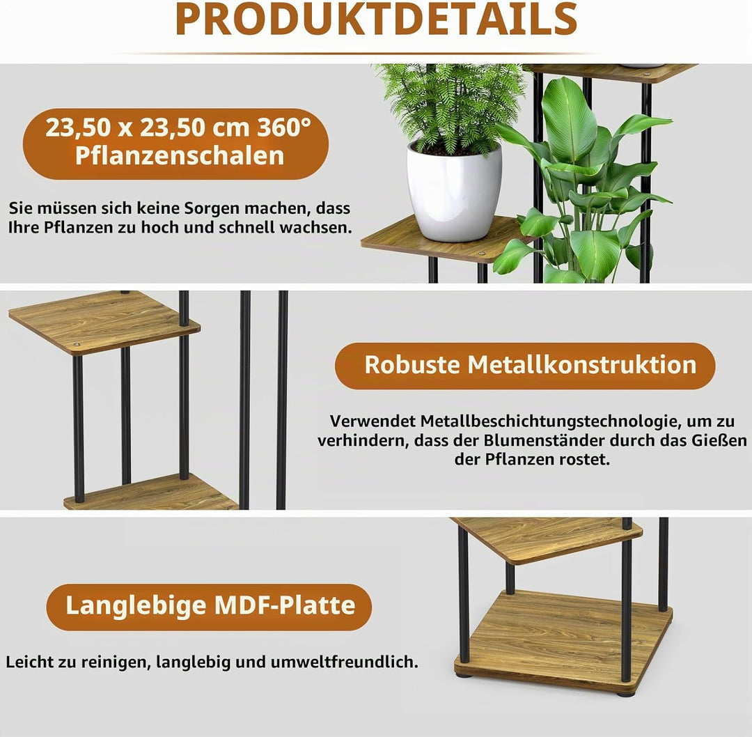 STLOVe Pflanzenständer 5 Etagen Blumenständer Innen Aussen Blumentopfständer Pflanzenregal Modernes
