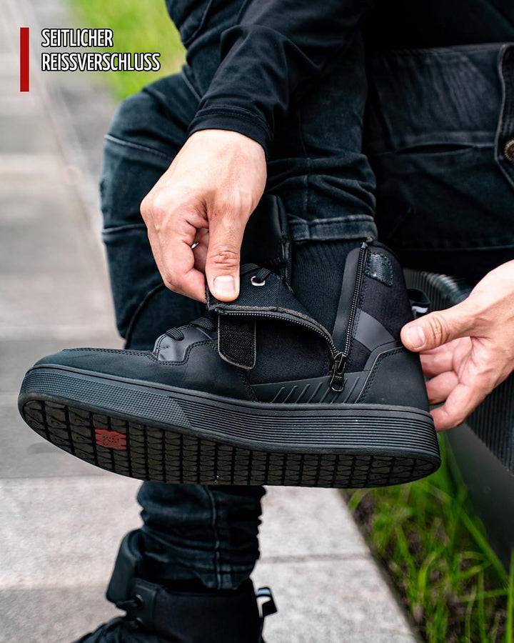 RIDEIRON Motorradschuhe Herren CE-konform Rutschfeste Schwarz 39 EU, Schwarz 39 EU
