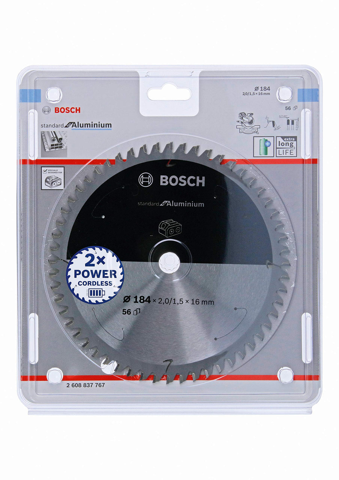 Bosch Professional 1x Kreissägeblatt Standard for Aluminium (Aluminium, Sägeblatt Ø 184 x 16 x 2 mm,