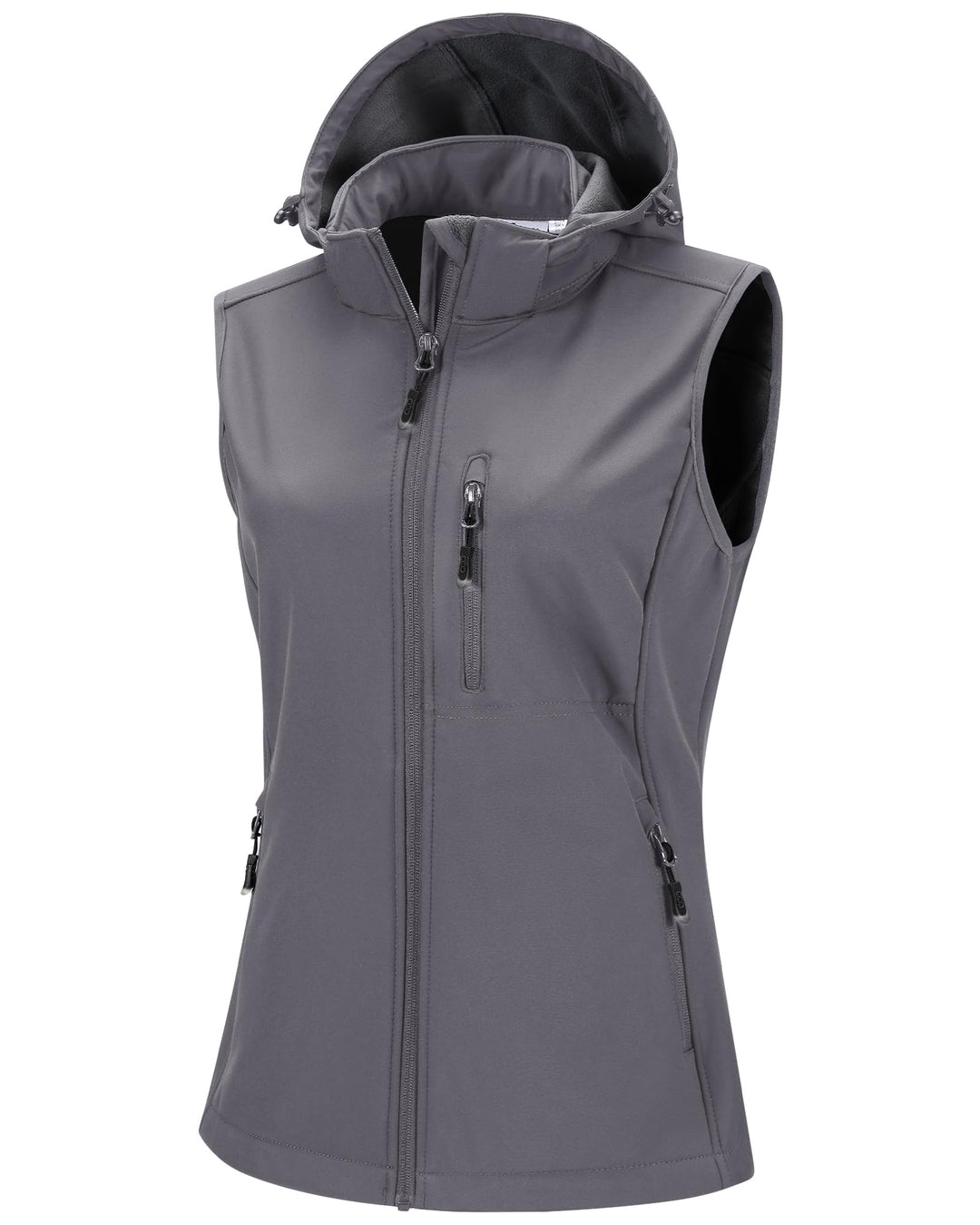 33,000ft Damen Softshell Westen mit Abnehmbarer Kapuze Fleece Gefütterter Ärmelloser Jacke Wasserdic