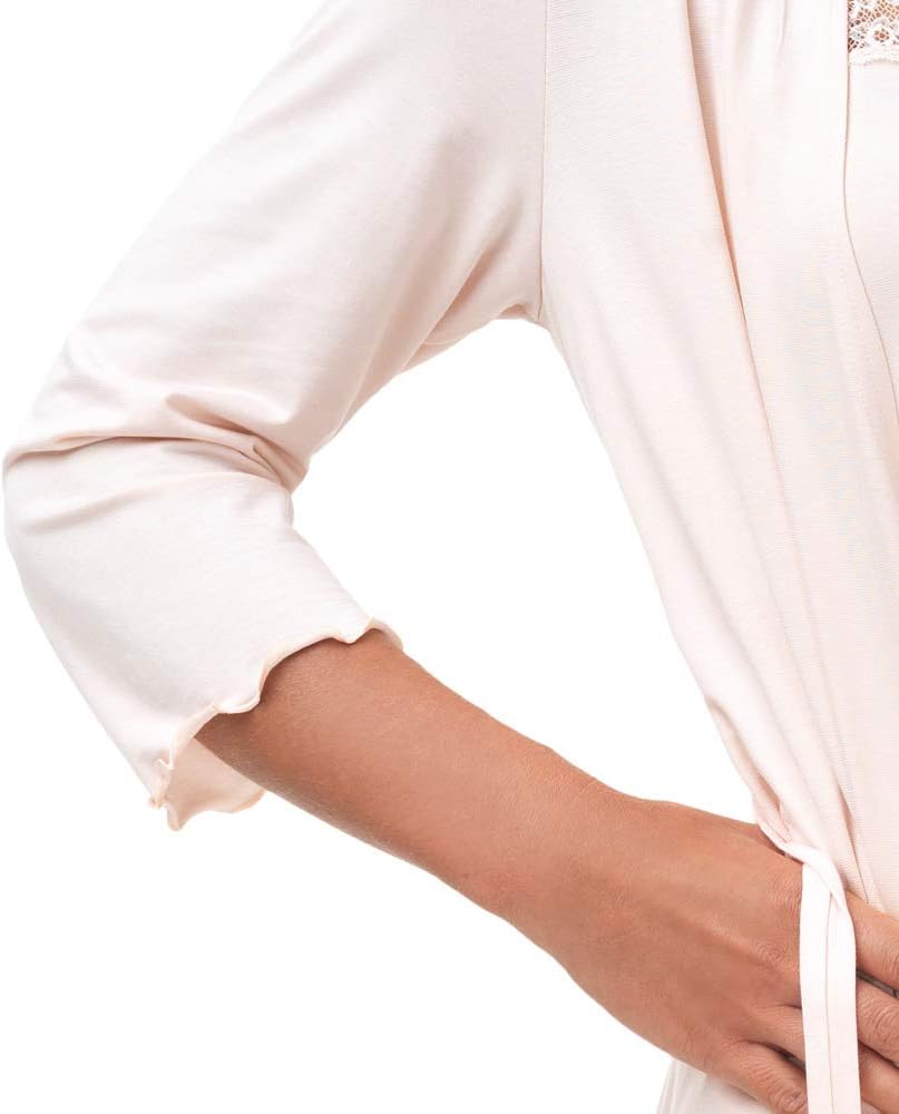 e.Femme Damen Morgenmantel Lena 490 aus Viskose Lachs 38, Lachs 38