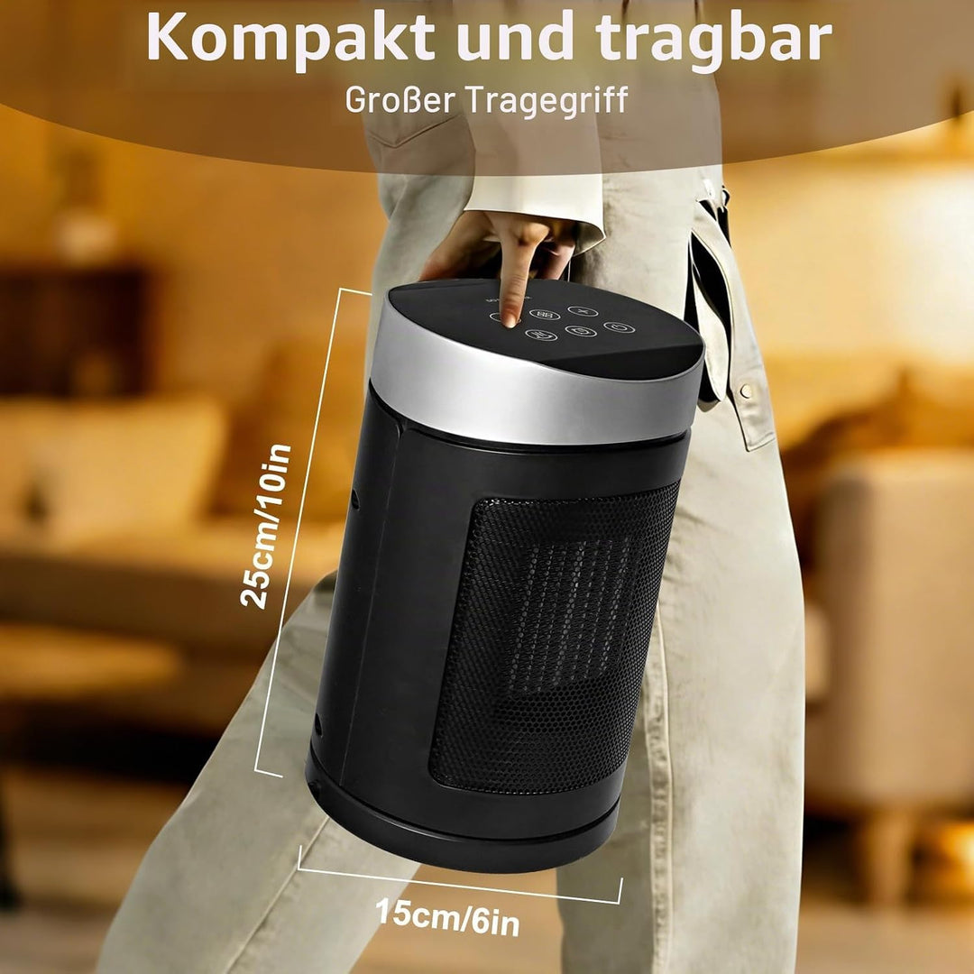 HOSSOM Energiesparender Heizlüfter, 1500W Elektroheizung PTC-Keramik Heizung, 90° Oszillierend Elekt