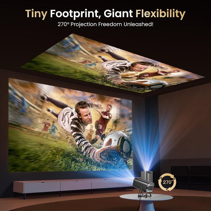 Mini Beamer 4K 1080P Full HD, Smart Projektor Tragbarer Heimkino Outdoor Grau, Grau
