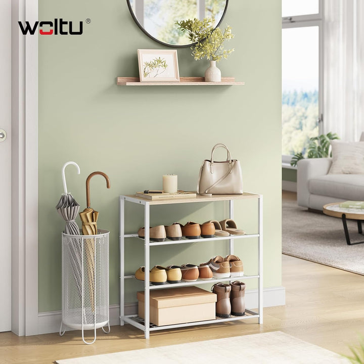 WOLTU Schuhregal mit 3 Ebenen, Schuhständer Metall, Schuhaufbewahrung platzsparend, Schuhorganizer f