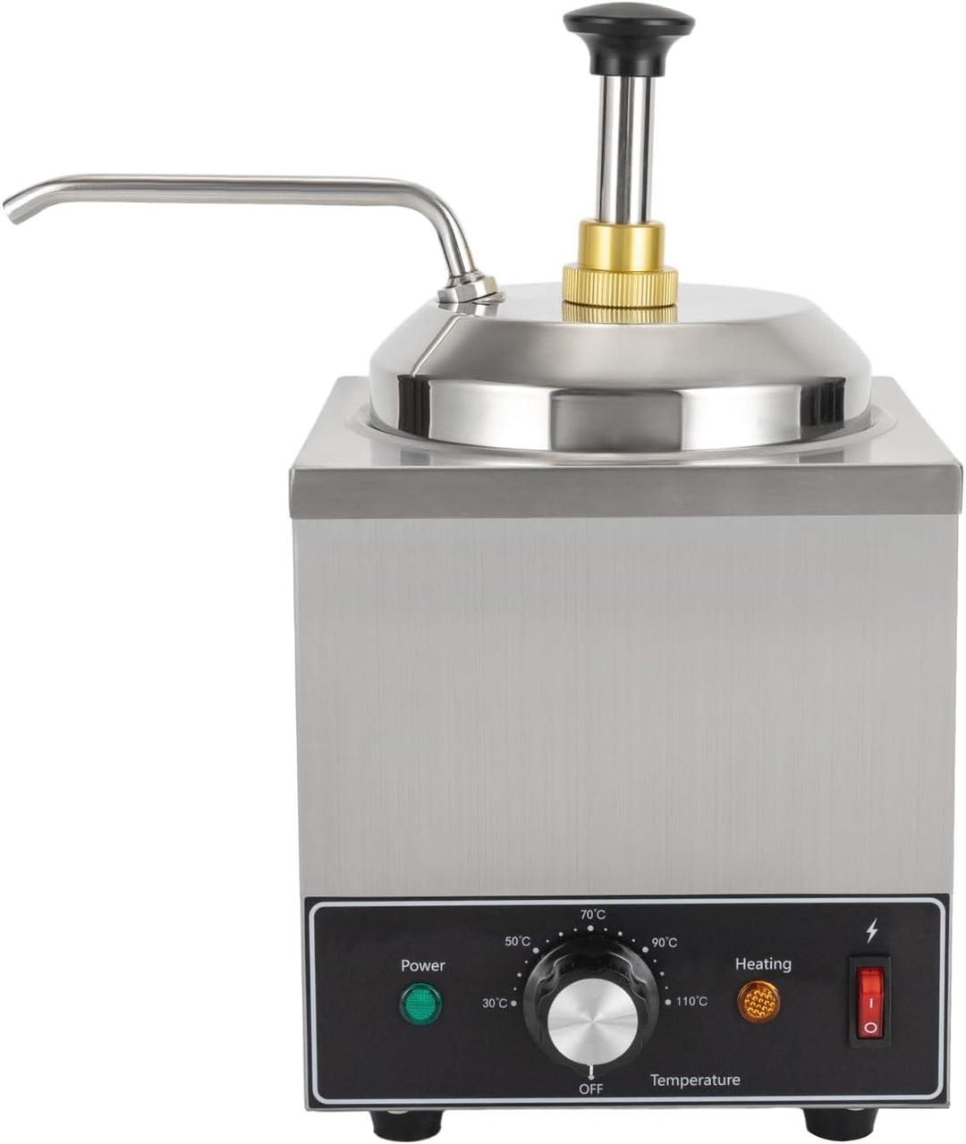 Edelstahl Sauc, 650W 2L Schokoladenspender Mit Pumpe Saucenspender, 2.1Qt Einzel-SaucenwäRmer Schoko