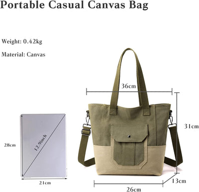 CORIOS Canvas Umhängetasche Schultertasche Damen Handtasche Multifunktionale Tragetasche Casual Tote