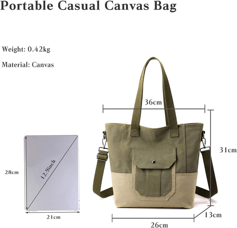 CORIOS Canvas Umhängetasche Schultertasche Damen Handtasche Multifunktionale Tragetasche Casual Tote