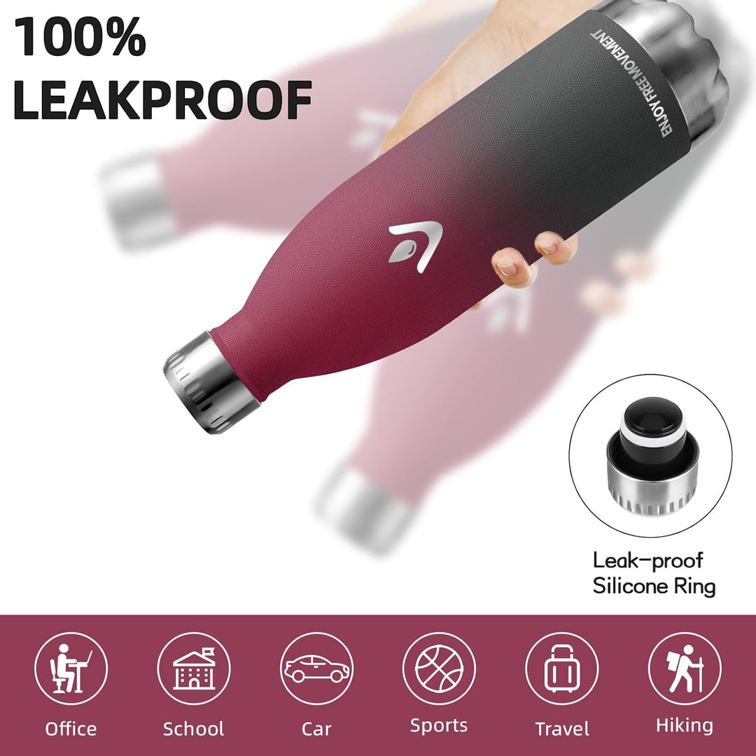 Trinkflasche Edelstahl, Trinkflasche 1l, Trinkflasche Sport, BPA-freie, Trinkflasche Auslaufsicher,