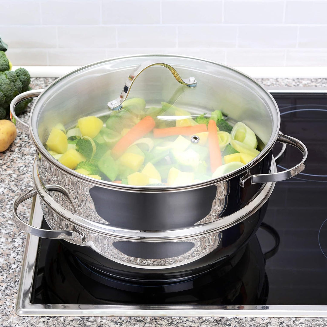 GRÄWE Dünsteinsatz Edelstahl 28 cm für Pro-Line Dampfgarer, Robuster Dampfeinsatz für gesundes Garen