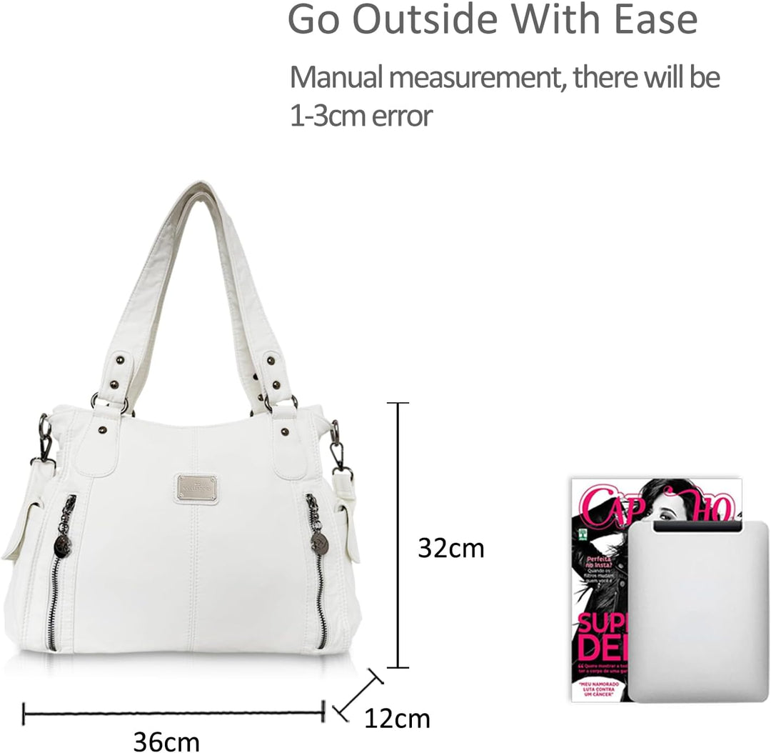 NICOLE &amp; DORIS Women Hobo bags shoulder bags Washed Leather Totes Crossbody with Multiple Compartmen