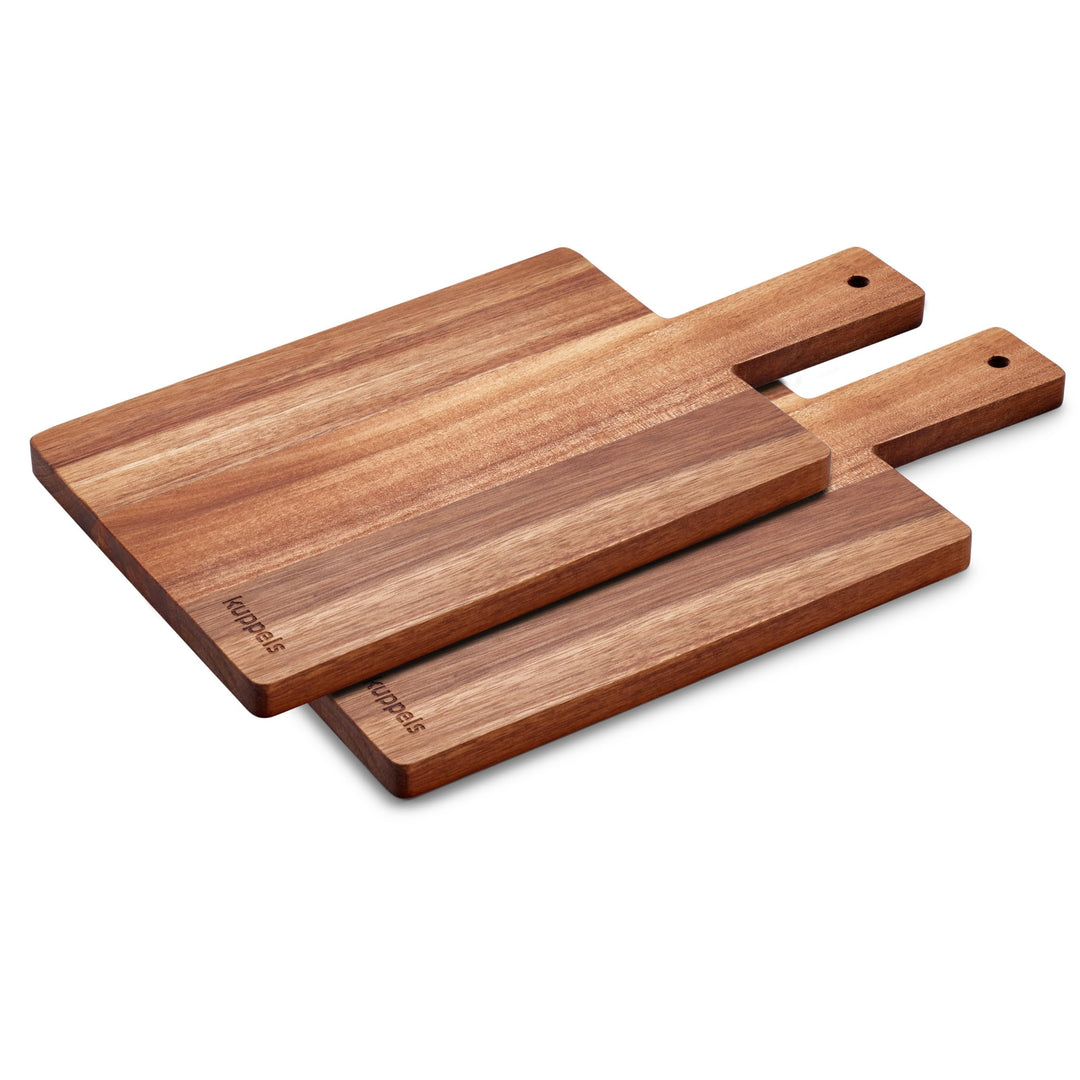 Kuppels NICE 2er Set Holz Schneidebrett mit Griff 35x18 cm, Akazienholz Servierbrett zum Schneiden u