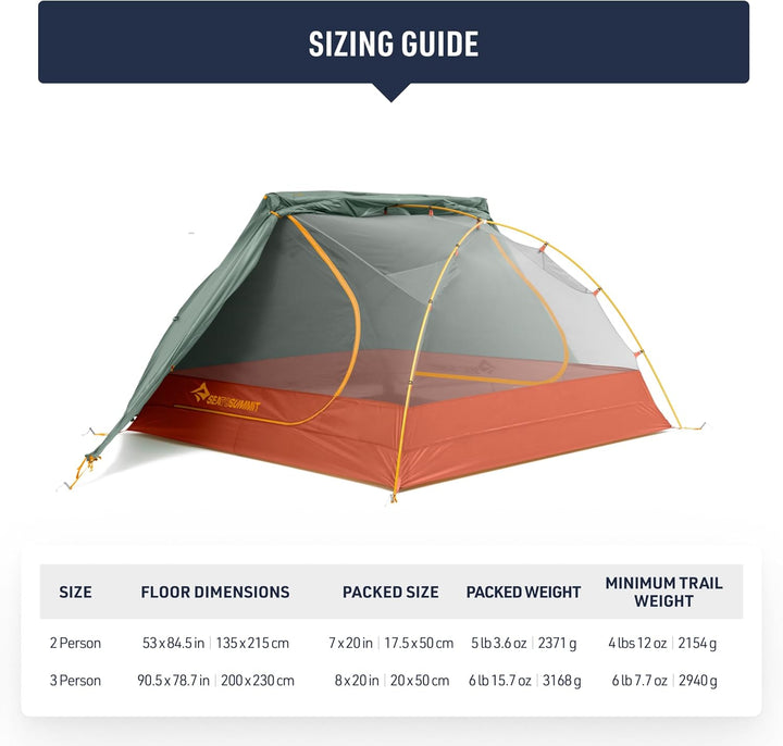 Sea to Summit Ikos TR 2 Zelt Campingzelt Grau 3 Person, Grau 3 Person