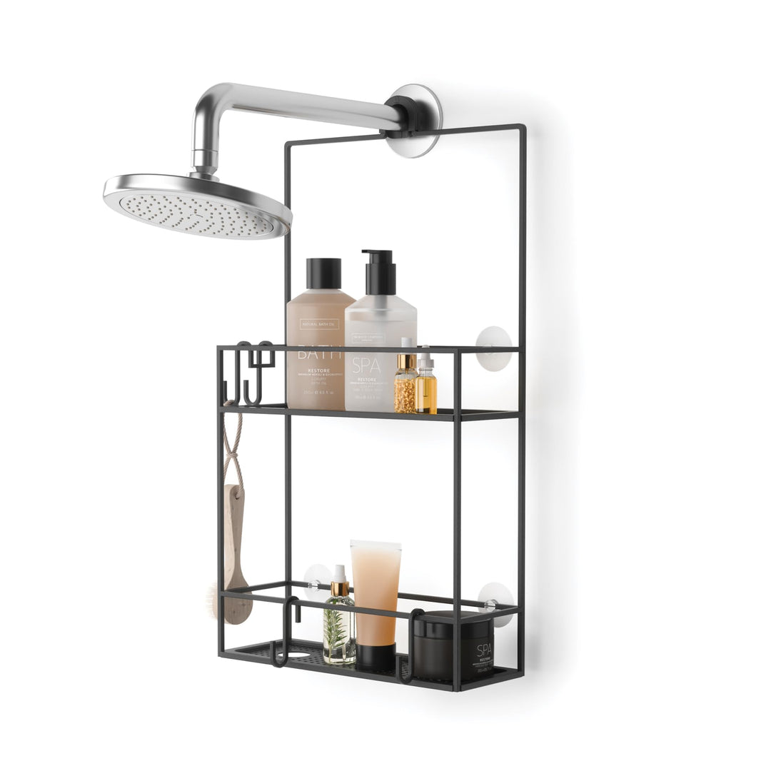 Umbra Cubiko Duschregal, Duschablage, Dusch Caddy mit 2 Ablagefächern aus Metall, 30,5 x 60 x 11 cm