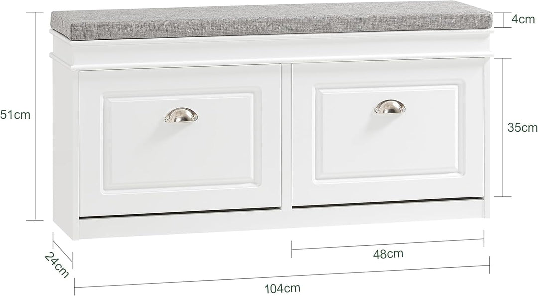 SoBuy Schuhbank mit Sitzfläche Sitzbank mit Stauraum und 2 Klappen, schmaler Schuhschrank mit Sitzba
