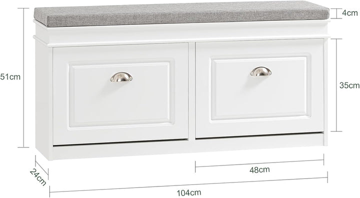 SoBuy Schuhbank mit Sitzfläche Sitzbank mit Stauraum und 2 Klappen, schmaler Schuhschrank mit Sitzba