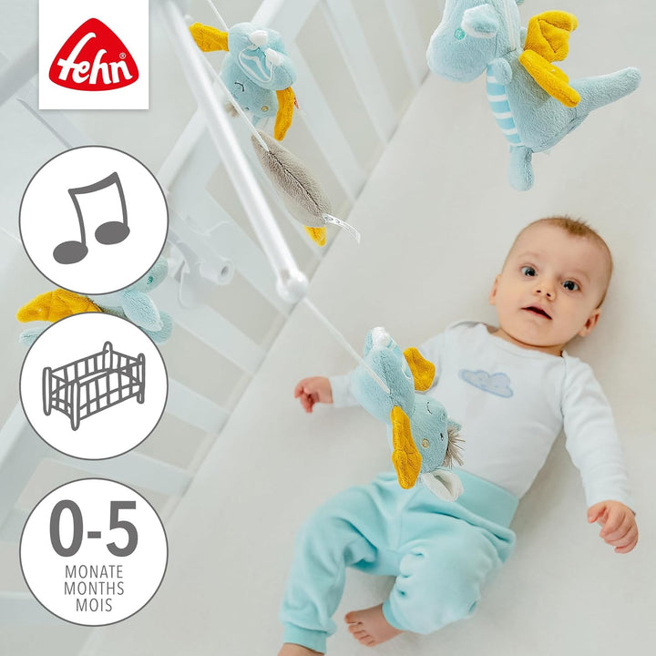 Fehn Musik Mobile Little Castle - Baby Einschlafhilfe Musikspielzeug mit süssen Tieren - Babymobile