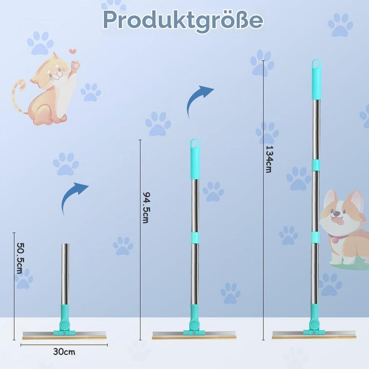 flintronic Tierhaarentferner, Teppichbürste mit 50.5-134cm Verstellbarem Griff, Fusselentferner für