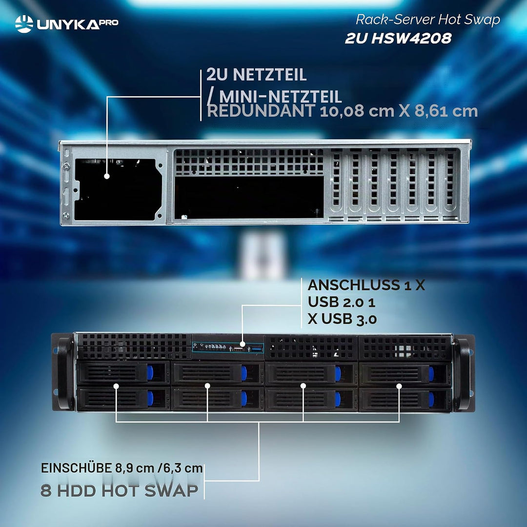 Unykach 2U HSW4208 Rack-Server, Rackbox, Hot Swap 2U USB 3.0, 2U USB 3.0