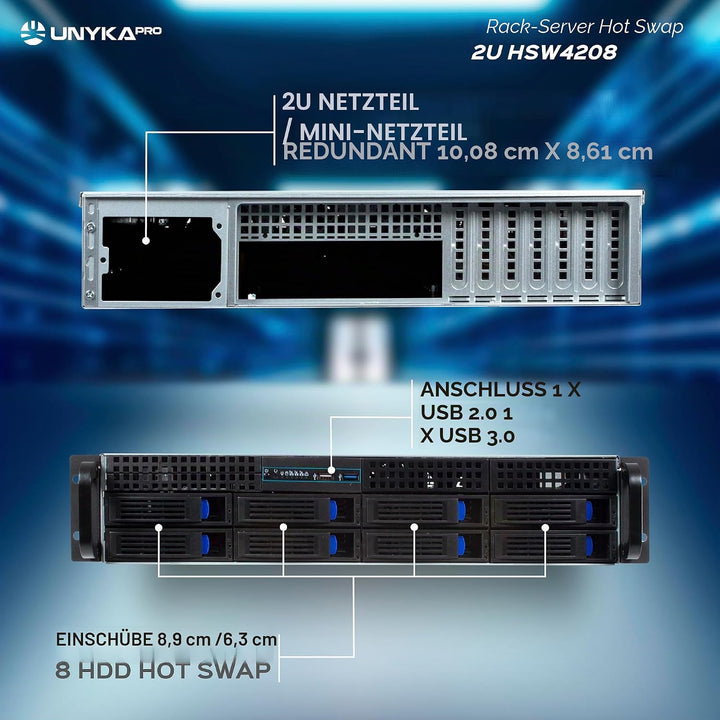 Unykach 2U HSW4208 Rack-Server, Rackbox, Hot Swap 2U USB 3.0, 2U USB 3.0