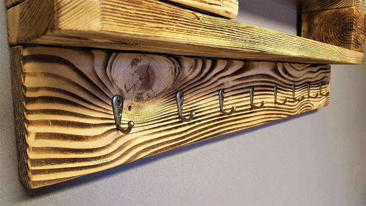Schlüsselbrett mit Ablage Holz vintage aus Europalette mit 8 Schlüsselhaken incl. Aufhängung Schlüss