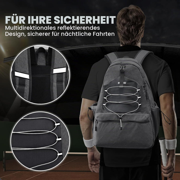 G4Free Tennistasche, Tennisrucksack für Damen und Herren, grosse Pickleball-Tasche, hält 4 Schläger