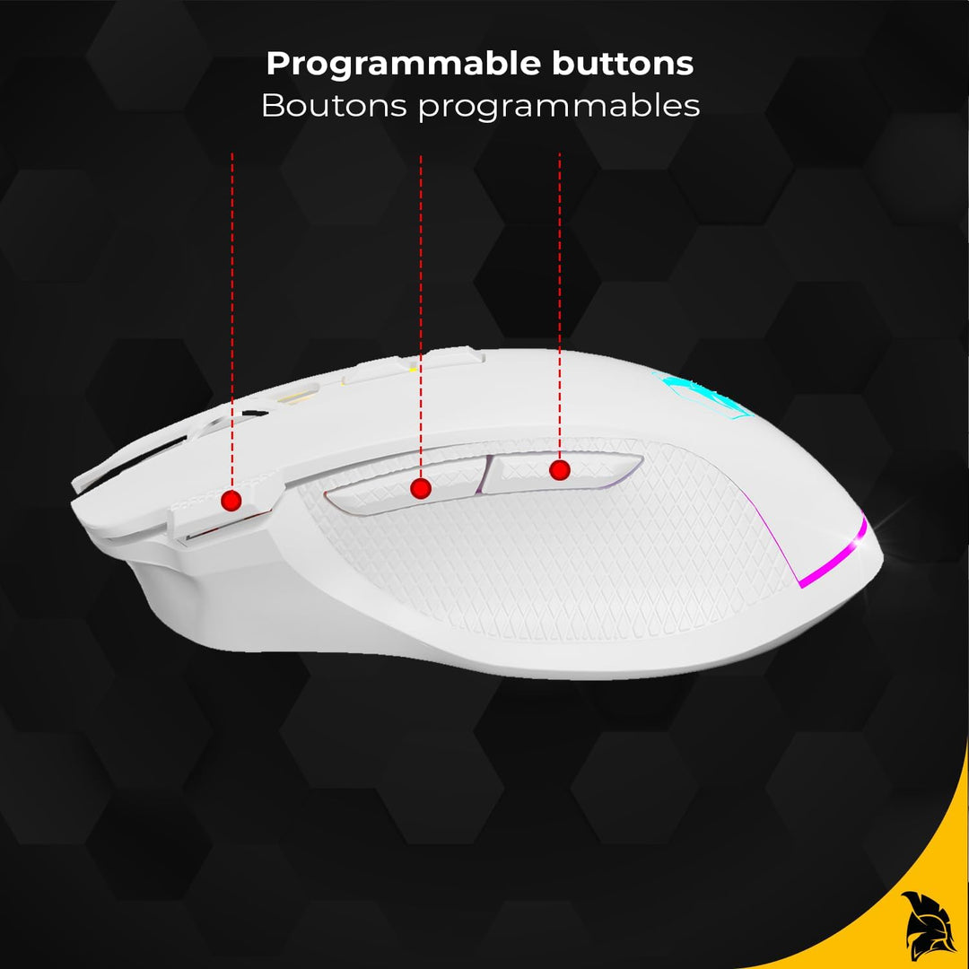 EMPIRE GAMING RF906 Kabellose Gaming-Maus, 3 Modi, 2,4 GHz, BT, kabelgebunden, 8 programmierbare Tas