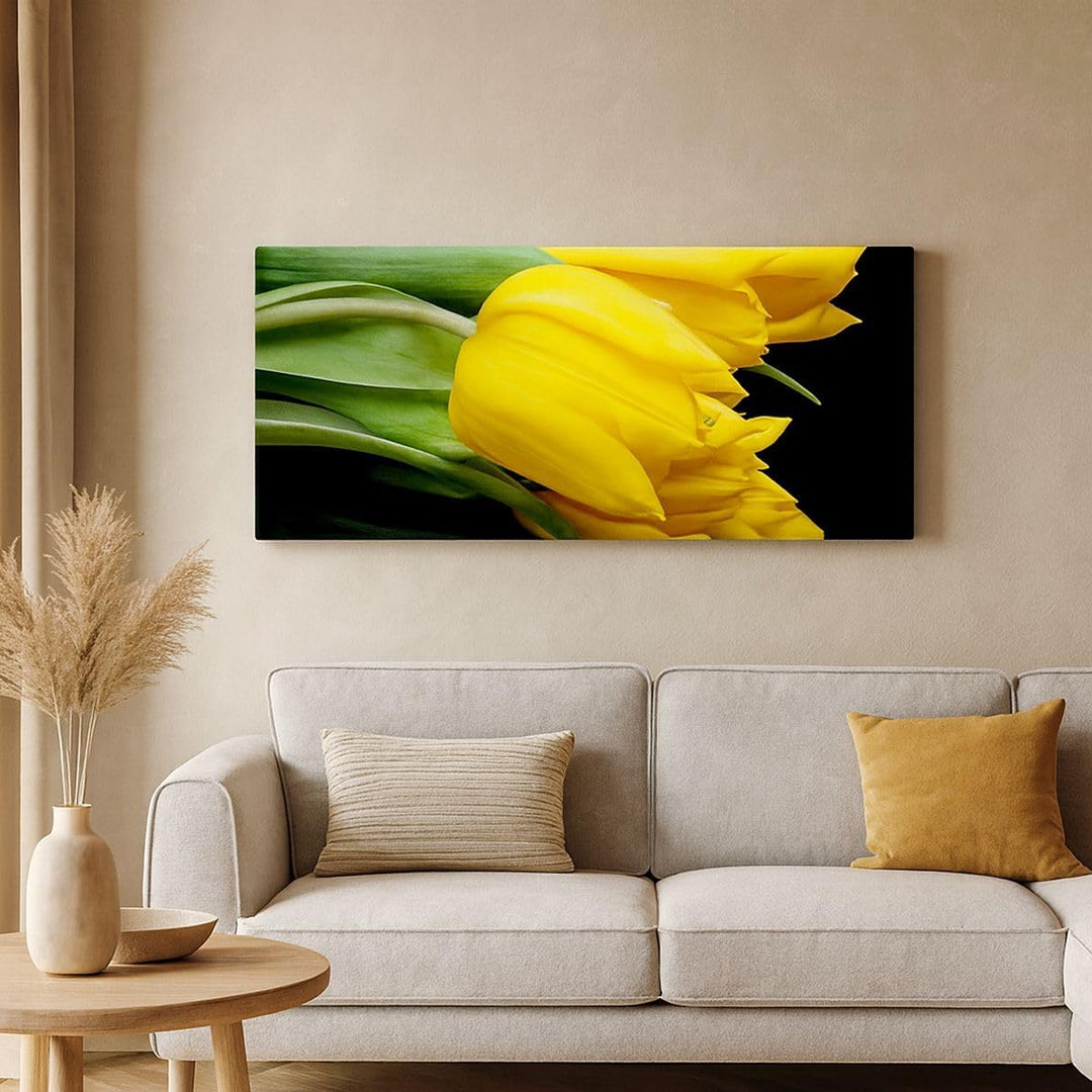 Wandbilder Dekoration Wohnzimmer Tulpen Strauss Spiegelreflexion grün Bilder auf Leinwand 120x50cm L