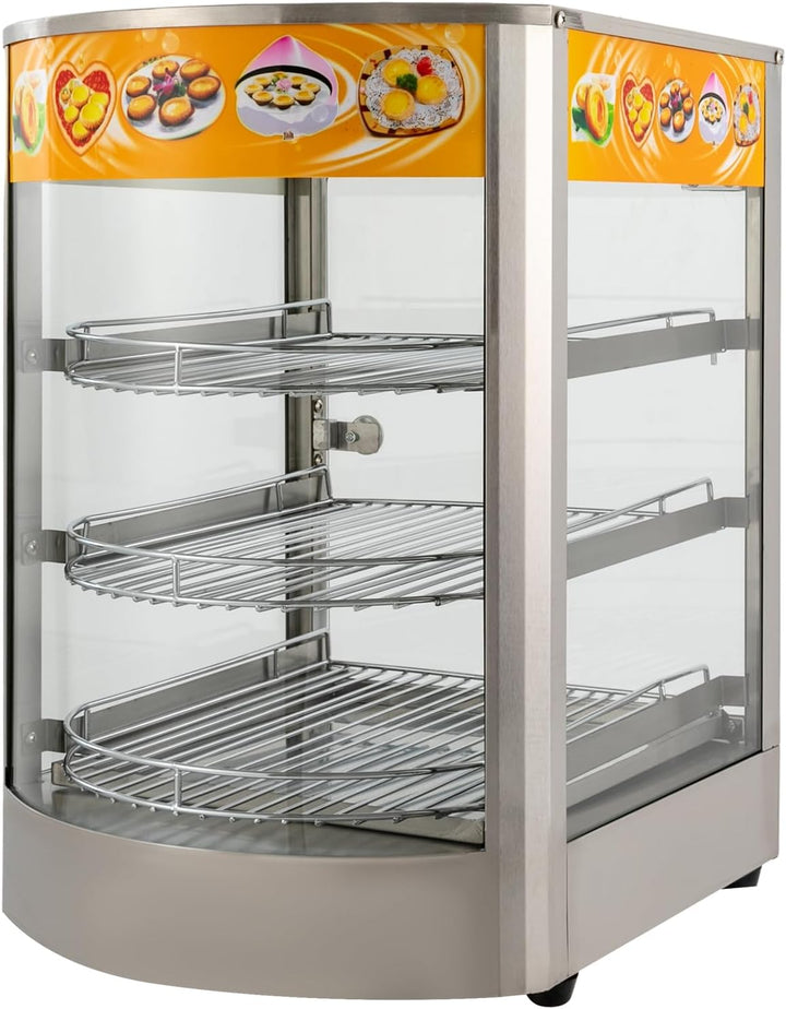 Gärschrank, 3-Etagen Warmhaltevitrine Speisenwärmer 220V 800W Speisenwärmer, Edelstahl Racks und Sta