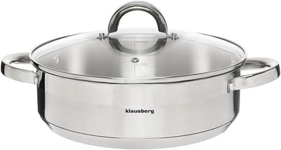 Flach Topf mit Deckel in vielen Grössen Kochtopf Töpfe Induktion Edelstahl Klausberg (3.6L)