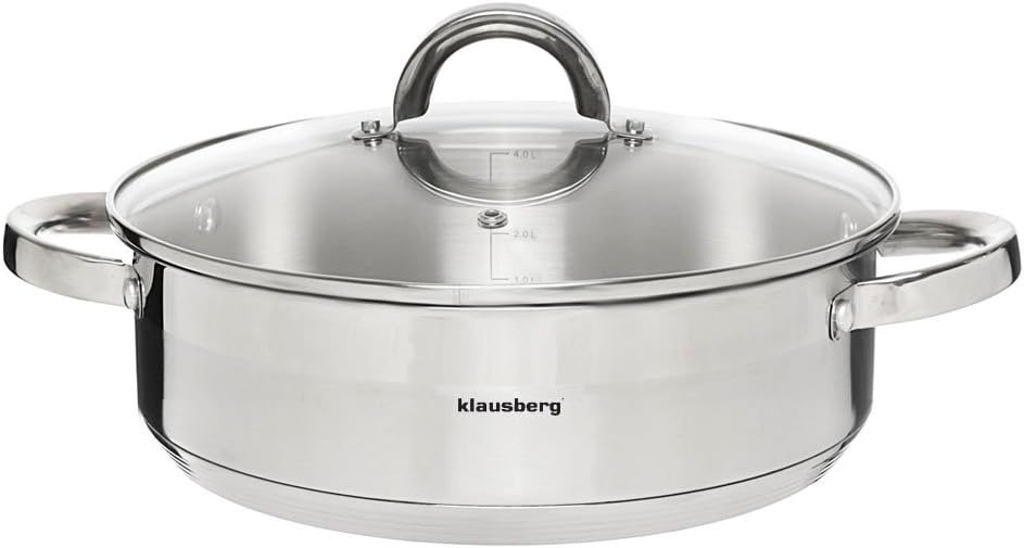 Flach Topf mit Deckel (6l, Ø28cm), 6l, Ø28cm