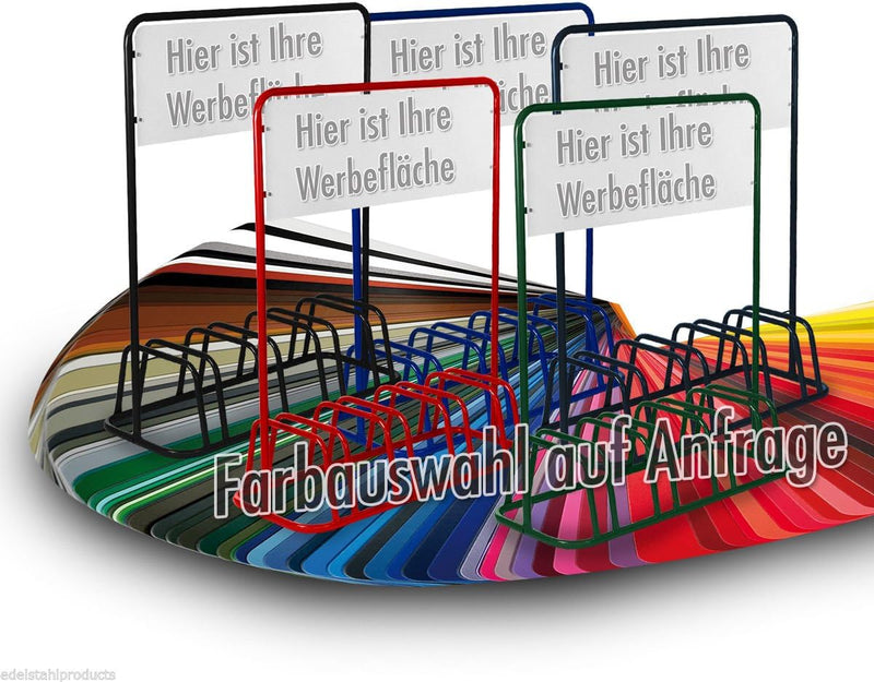 4er Werbe-Fahrradständer mit Werbeschild / Fahrradhalter + Werbetafel (Schwarz)